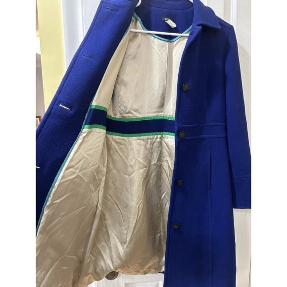 J.Crew Wool Ladies Day Coat 4 Blue Thinsulate Preppy Classic Money - Picture 6 of 8